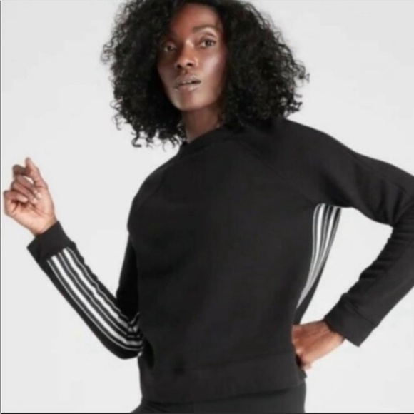 Athleta 24/7 Black With White Stripes Crew Sweatshirt Size Small Tall - Picture 2 of 10